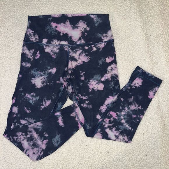 Lululemon Size 10 High Rise Align Leggings 25” Tie Dye Mineral Blue GUC Pilling - Picture 1 of 10